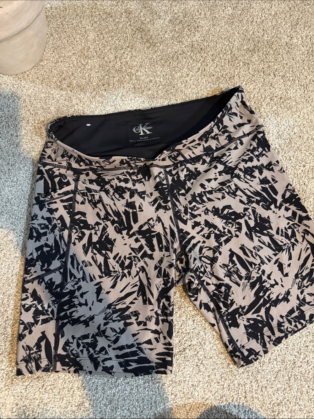 Calvin Klein Black and Gray Abstract Bike Shorts